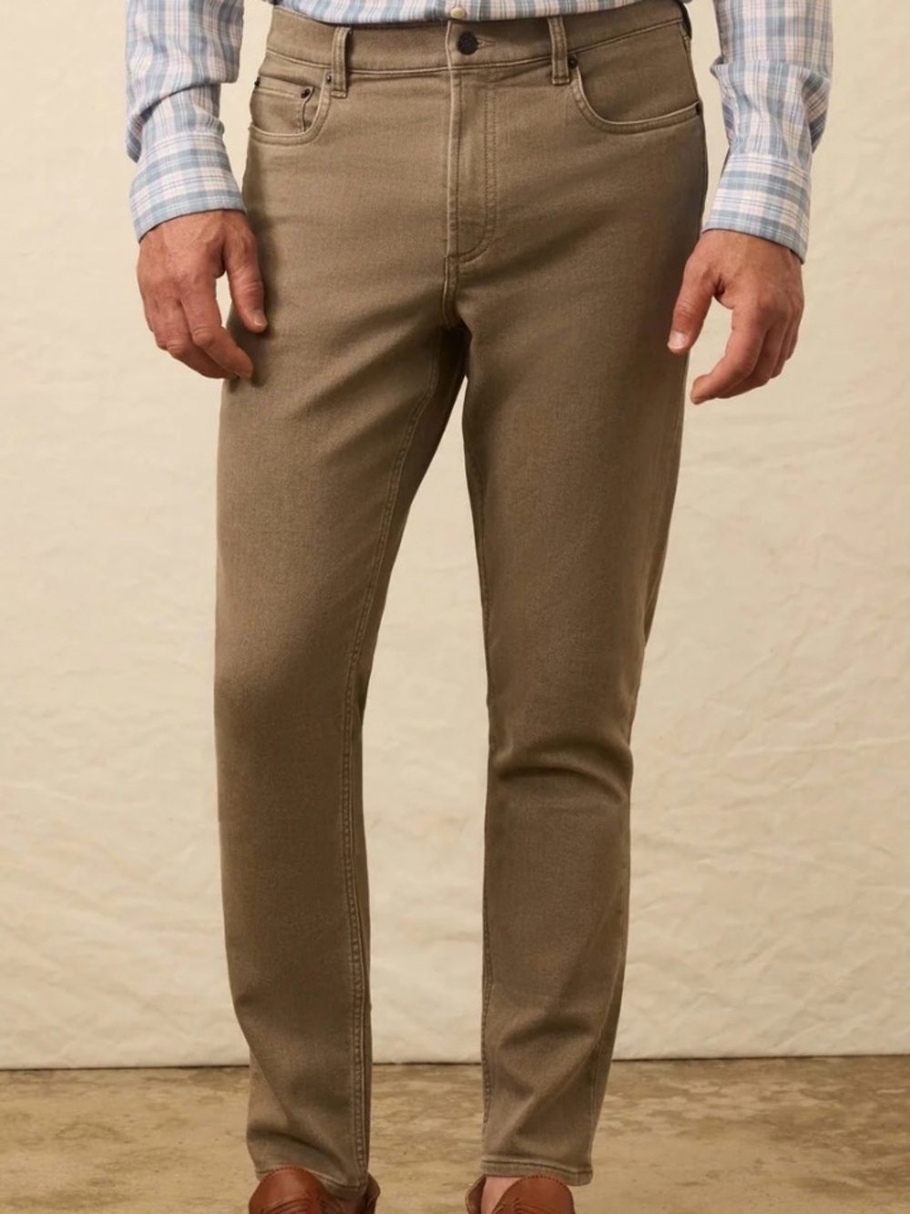 FAHERTY Stretch Terry Slim Straight Driftwood color pants